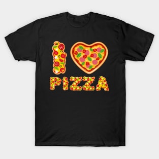 I Love Pizza valentines Day Heart Pepperoni Funny T-Shirt